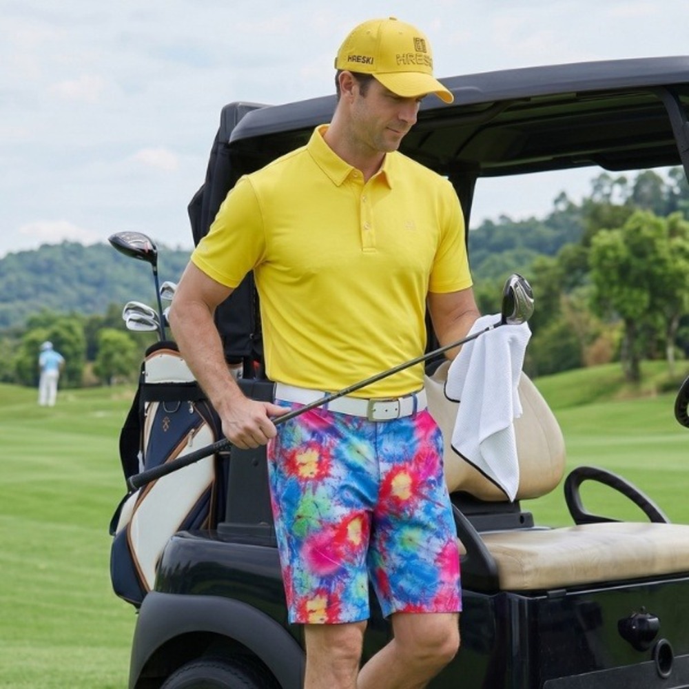 Hreski Explosion of Colors Stretch Preppy Golf Chino Shorts Multicolor Size 38